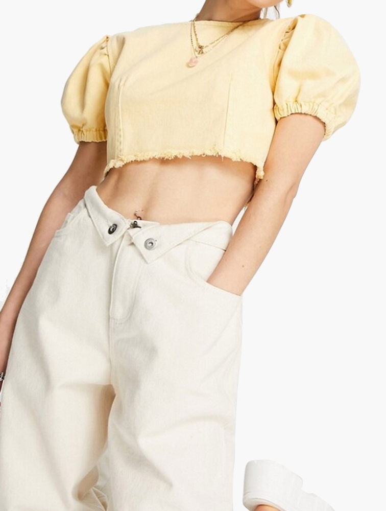 Topshop yellow crop sales top